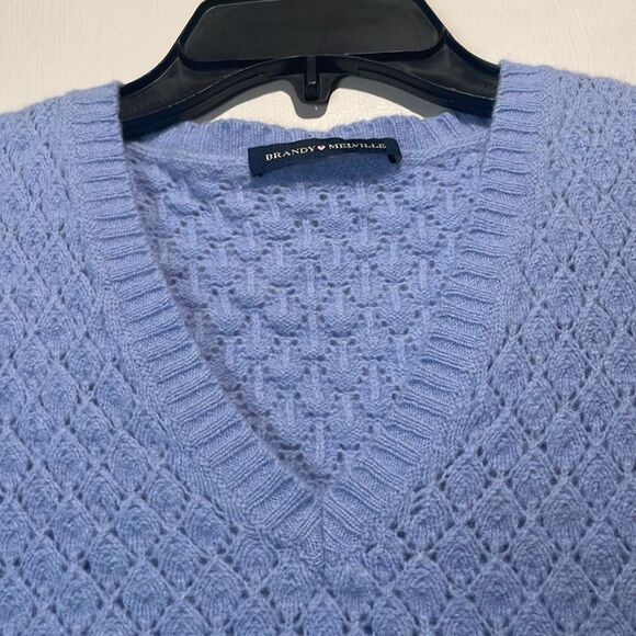 Brandy Melville- Made in Italy Wool Cropped Sweater Vest Pastel Purple Blue- S - Picture 4 of 6